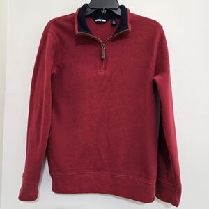 LANDS END men Small Tailored Fit Quarter Zip Pullover Sweater Preppy Dark Red